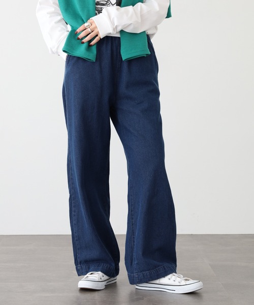 atONE(アットワン)の「デニムオールゴムワイドパンツ(その他パンツ・レディース・ワンウォッシュ/ネイビー・4L/L/LL/3L/M)」の1枚目の写真