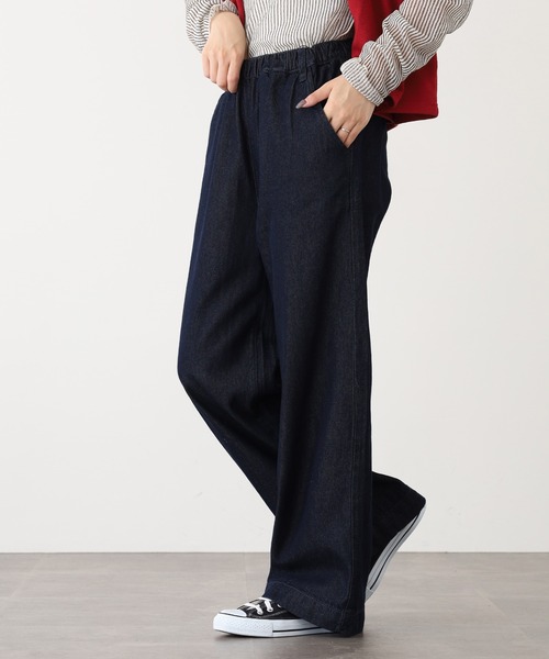 atONE(アットワン)の「デニムオールゴムワイドパンツ(その他パンツ・レディース・ワンウォッシュ/ネイビー・4L/L/LL/3L/M)」の2枚目の写真
