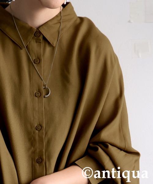 antiqua(アンティカ)の「ドレープシルエット シャツ(シャツ/ブラウス・レディース・ベージュ/ブラック/キャメル・ONESIZE)」の16枚目の写真