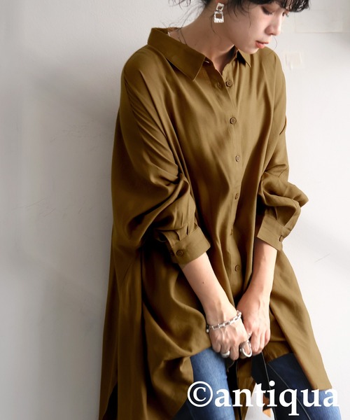 antiqua(アンティカ)の「ドレープシルエット シャツ(シャツ/ブラウス・レディース・ベージュ/ブラック/キャメル・ONESIZE)」の19枚目の写真
