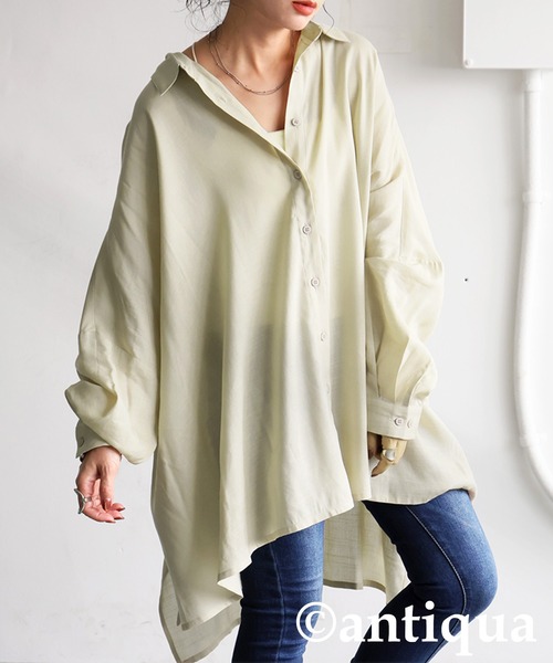 antiqua(アンティカ)の「ドレープシルエット シャツ(シャツ/ブラウス・レディース・ベージュ/ブラック/キャメル・ONESIZE)」の10枚目の写真