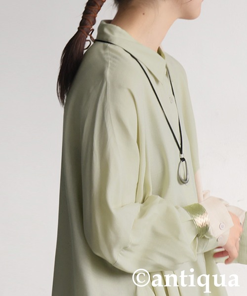 antiqua(アンティカ)の「ドレープシルエット シャツ(シャツ/ブラウス・レディース・ベージュ/ブラック/キャメル・ONESIZE)」の13枚目の写真