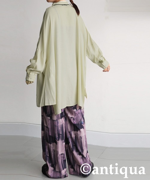 antiqua(アンティカ)の「ドレープシルエット シャツ(シャツ/ブラウス・レディース・ベージュ/ブラック/キャメル・ONESIZE)」の14枚目の写真