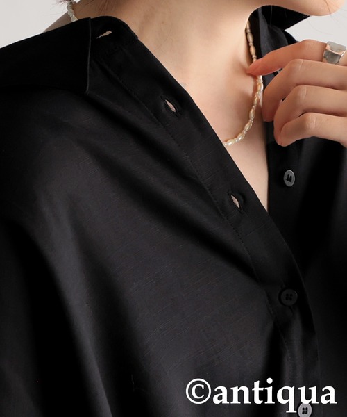antiqua(アンティカ)の「ドレープシルエット シャツ(シャツ/ブラウス・レディース・ベージュ/ブラック/キャメル・ONESIZE)」の5枚目の写真