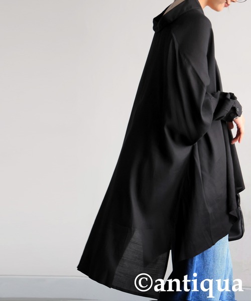 antiqua(アンティカ)の「ドレープシルエット シャツ(シャツ/ブラウス・レディース・ベージュ/ブラック/キャメル・ONESIZE)」の8枚目の写真