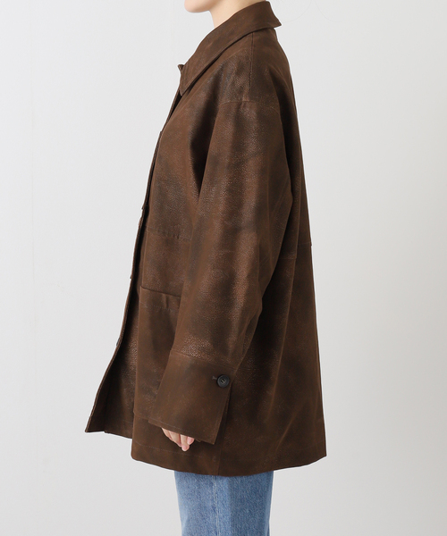 JOURNAL STANDARD（ジャーナルスタンダード）の「フロックフェイクレザーカバーオール（ブルゾン・レディース・ブラウン・FREE）」の11枚目の写真