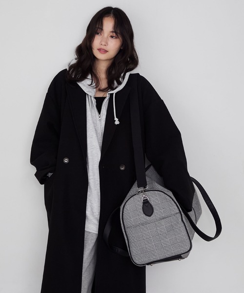 forksy.】チェック柄2wayビッグショルダートラベルボストンバッグ