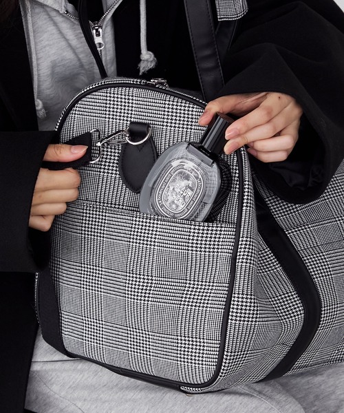 forksy.】チェック柄2wayビッグショルダートラベルボストンバッグ