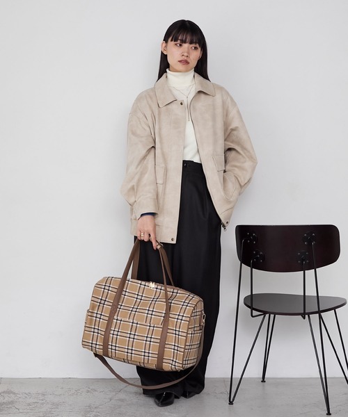 forksy.（フォルクシー）の「【forksy.】チェック柄2wayビッグショルダートラベルボストンバッグ（ボストンバッグ・レディース・ベージュ系/ブラック系・FREE）」の20枚目の写真