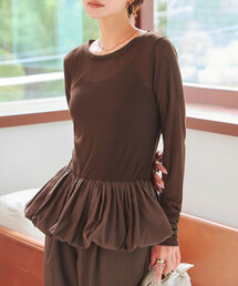 KOBE LETTUCE | [ 選べる2ネックtype ] シアーバルーンペプラムトップス(シャツ/ブラウス)