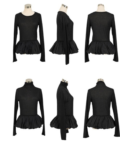 KOBE LETTUCE（コウベレタス）の「[ 選べる2ネックtype ] シアーバルーンペプラムトップス（シャツ/ブラウス・レディース・ブラック/ホワイト系/ブラウン系/ブラウン/オフホワイト/グレー系/チャコール/ブラック系・M）」の15枚目の写真