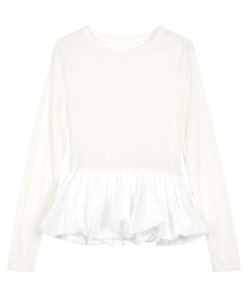 KOBE LETTUCE（コウベレタス）の「[ 選べる2ネックtype ] シアーバルーンペプラムトップス（シャツ/ブラウス・レディース・ブラック/ホワイト系/ブラウン系/ブラウン/オフホワイト/グレー系/チャコール/ブラック系・M）」の17枚目の写真