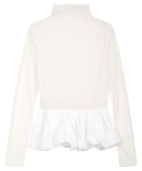 KOBE LETTUCE（コウベレタス）の「[ 選べる2ネックtype ] シアーバルーンペプラムトップス（シャツ/ブラウス・レディース・ブラック/ホワイト系/ブラウン系/ブラウン/オフホワイト/グレー系/チャコール/ブラック系・M）」の18枚目の写真