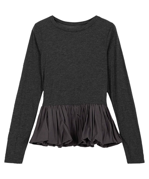 KOBE LETTUCE（コウベレタス）の「[ 選べる2ネックtype ] シアーバルーンペプラムトップス（シャツ/ブラウス・レディース・ブラック/ホワイト系/ブラウン系/ブラウン/オフホワイト/グレー系/チャコール/ブラック系・M）」の21枚目の写真