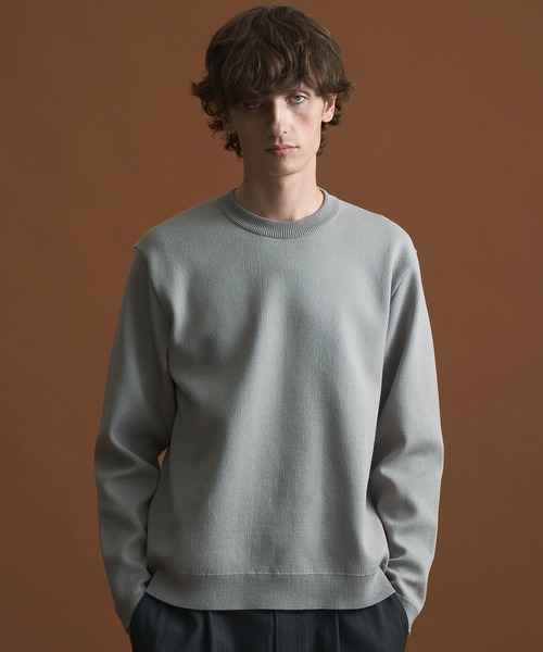 PUBLIC TOKYO（パブリックトウキョウ）の「【春先も大活躍】バウンドウールクルーネックニット /洗える/オフィスカジュアル/通勤/毛玉防止（ニット/セーター・メンズ・グレー/グレイッシュベージュ/ホワイト/ブラック/ダークグレー・1/4/3/2）」の6枚目の写真