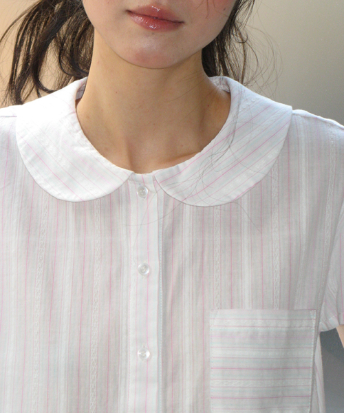 RONRON（ロンロン）の「ROUND COLLAR FRILL KANGKANG SHIRT DRESS PINK STRIPE（ワンピース・レディース・その他・FREE）」の3枚目の写真