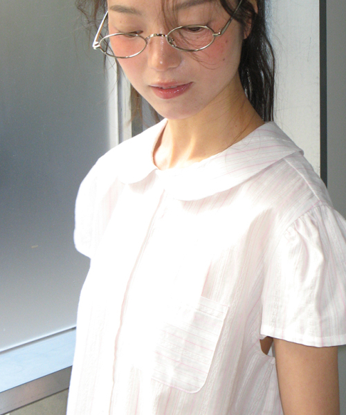 RONRON（ロンロン）の「ROUND COLLAR FRILL KANGKANG SHIRT DRESS PINK STRIPE（ワンピース・レディース・その他・FREE）」の4枚目の写真