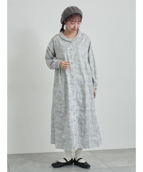 TSUHARU by Samansa Mos2（ツハルバイサマンサモスモス）の「【LIBERTY】Koh & Eito柄ビエラワンピース（ワンピース・レディース・シルバーグレー/ブラック・F）」の6枚目の写真