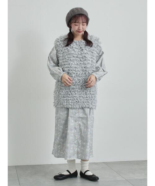 TSUHARU by Samansa Mos2（ツハルバイサマンサモスモス）の「【LIBERTY】Koh & Eito柄ビエラワンピース（ワンピース・レディース・シルバーグレー/ブラック・F）」の8枚目の写真