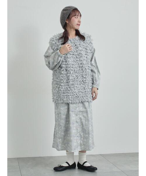 TSUHARU by Samansa Mos2（ツハルバイサマンサモスモス）の「【LIBERTY】Koh & Eito柄ビエラワンピース（ワンピース・レディース・シルバーグレー/ブラック・F）」の9枚目の写真