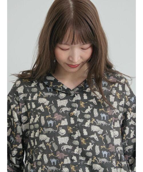 TSUHARU by Samansa Mos2（ツハルバイサマンサモスモス）の「【LIBERTY】Koh & Eito柄ビエラワンピース（ワンピース・レディース・シルバーグレー/ブラック・F）」の11枚目の写真