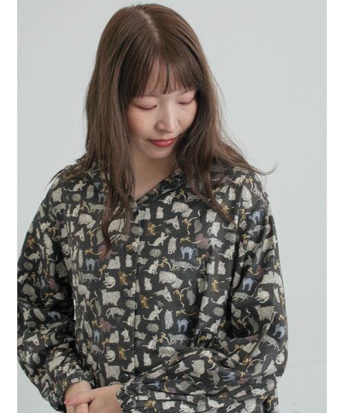 TSUHARU by Samansa Mos2（ツハルバイサマンサモスモス）の「【LIBERTY】Koh & Eito柄ビエラワンピース（ワンピース・レディース・シルバーグレー/ブラック・F）」の12枚目の写真