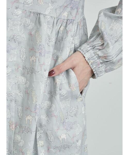TSUHARU by Samansa Mos2（ツハルバイサマンサモスモス）の「【LIBERTY】Koh & Eito柄ビエラワンピース（ワンピース・レディース・シルバーグレー/ブラック・F）」の21枚目の写真