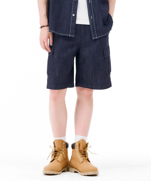 CHASECULT(チェイスカルト)の「男性フルバンディングカーゴ5部デニムパンツ-ネイビー(その他パンツ・メンズ・ネイビー・70/76/86/82)」の4枚目の写真