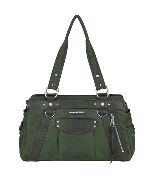 IUGAMAKARAS(イウガマカラス)の「Studded Nylon Shoulder Bag (Khaki)(ショルダーバッグ・レディース・その他・FREE)」の1枚目の写真