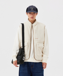 リバーシブルフリースベストブラウン