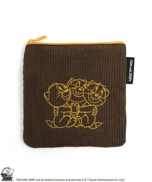 Tom＆Jerry（トムアンドジェリー）の「【公式】TOM and JERRY　フロッキー配色フラットポーチ（ポーチ・レディース・グレー/カーキ/アイボリー/ブラウン/レッド/イエロー・FREE）」の4枚目の写真