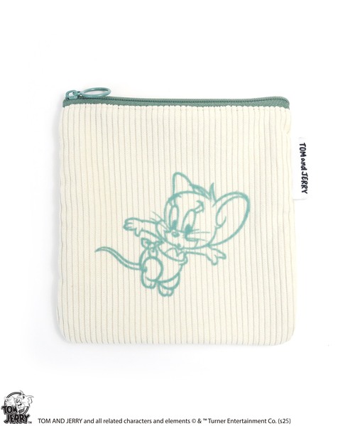 Tom＆Jerry（トムアンドジェリー）の「【公式】TOM and JERRY　フロッキー配色フラットポーチ（ポーチ・レディース・グレー/カーキ/アイボリー/ブラウン/レッド/イエロー・FREE）」の2枚目の写真