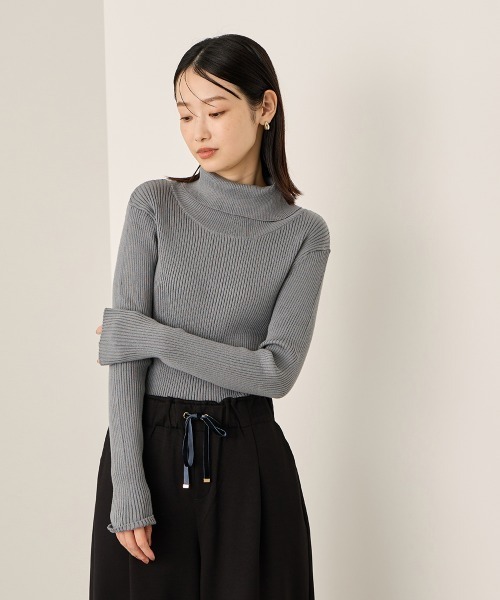 ketty（ケティ）の「調温バックボタンハイネックニット≪手洗い可能≫（ニット/セーター・レディース・ブラック系その他/ブルー/ブラック/ライトグレー・M）」の3枚目の写真