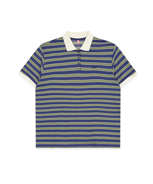 SINOON（シヌーン）の「Stripe Half Sleeve PK Shirt (Blue)（ポロシャツ・レディース・ブルー・FREE）」の4枚目の写真