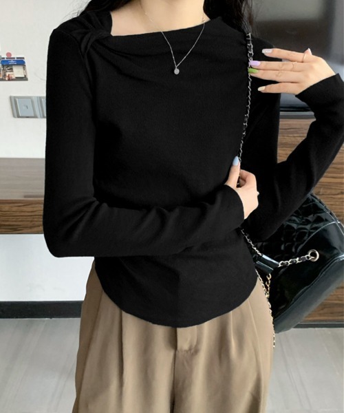 Miniministore(ミニミニストア)の「オフショルダーニットトップス 肌見せ秋服(ニット/セーター・レディース・ベージュ/ブラック/アイボリー/ピンク/ブルー・FREE)」の11枚目の写真