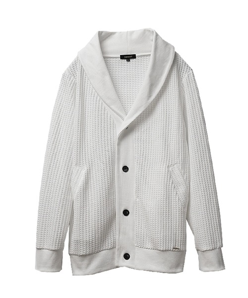 SOMEDIFF（サムディフ）の「【SOEMDIFF】ワッフルショールカラーカーディガン メンズ ショール襟 ホワイト ネイビー ブラック 春服 冬服（カーディガン/ボレロ・メンズ・ホワイト×ネイビー/ホワイト/ブラック・M/L/XL）」の7枚目の写真