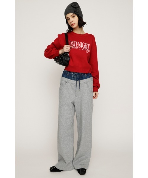 SLY（スライ）の「FRONT LOGO KNIT TOPS フロントロゴ ニット トップス 秋服 冬服（ニット/セーター・レディース・ネイビー/レッド/アイボリー/杢グレー・FREE）」の6枚目の写真