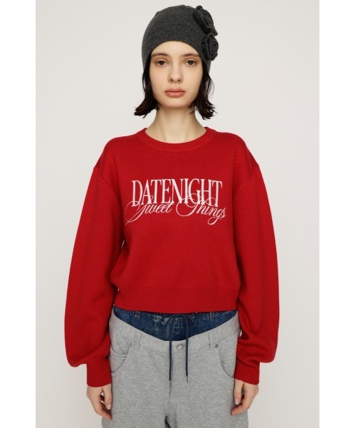 SLY（スライ）の「FRONT LOGO KNIT TOPS フロントロゴ ニット トップス 秋服 冬服（ニット/セーター・レディース・ネイビー/レッド/アイボリー/杢グレー・FREE）」の7枚目の写真