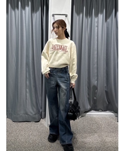 SLY（スライ）の「FRONT LOGO KNIT TOPS フロントロゴ ニット トップス 秋服 冬服（ニット/セーター・レディース・ネイビー/レッド/アイボリー/杢グレー・FREE）」の11枚目の写真