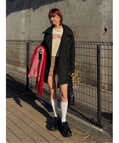 SLY（スライ）の「FRONT LOGO KNIT TOPS フロントロゴ ニット トップス 秋服 冬服（ニット/セーター・レディース・ネイビー/レッド/アイボリー/杢グレー・FREE）」の10枚目の写真