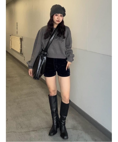 SLY（スライ）の「FRONT LOGO KNIT TOPS フロントロゴ ニット トップス 秋服 冬服（ニット/セーター・レディース・ネイビー/レッド/アイボリー/杢グレー・FREE）」の17枚目の写真