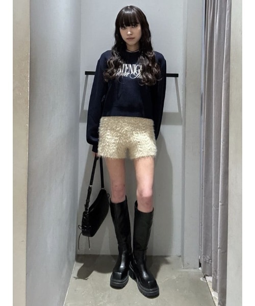 SLY（スライ）の「FRONT LOGO KNIT TOPS フロントロゴ ニット トップス 秋服 冬服（ニット/セーター・レディース・ネイビー/レッド/アイボリー/杢グレー・FREE）」の16枚目の写真