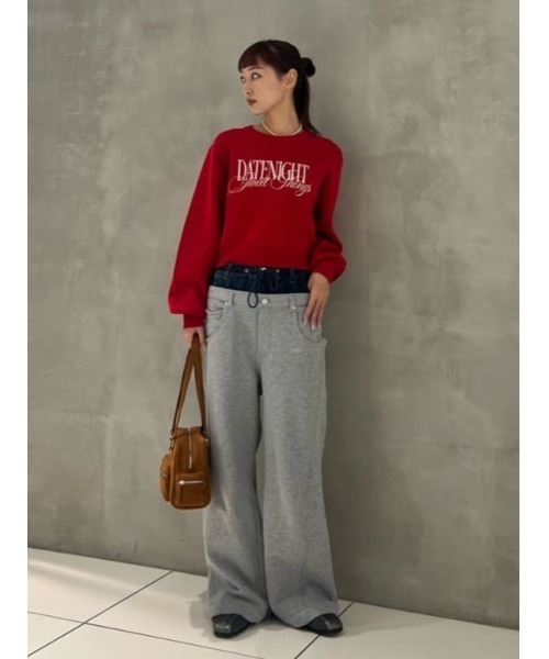 SLY（スライ）の「FRONT LOGO KNIT TOPS フロントロゴ ニット トップス 秋服 冬服（ニット/セーター・レディース・ネイビー/レッド/アイボリー/杢グレー・FREE）」の18枚目の写真
