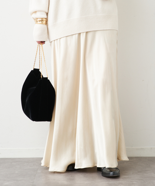 Deuxieme Classe（ドゥーズィエムクラス）の「シルクサテンスカート（スカート・レディース・ブラック/アイボリー・FREE）」の2枚目の写真