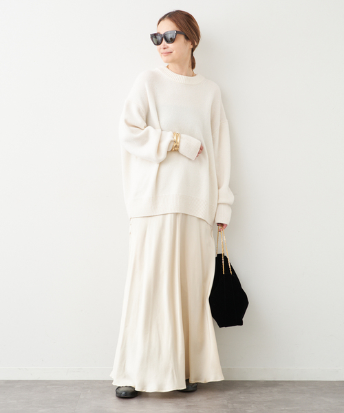 Deuxieme Classe（ドゥーズィエムクラス）の「シルクサテンスカート（スカート・レディース・ブラック/アイボリー・FREE）」の4枚目の写真