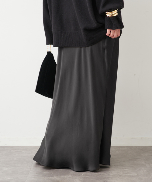 Deuxieme Classe（ドゥーズィエムクラス）の「シルクサテンスカート（スカート・レディース・ブラック/アイボリー・FREE）」の7枚目の写真