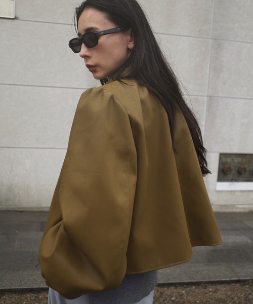 Ameri（アメリ）の「LADY GATHER RIDERS JACKET（ライダースジャケット・レディース・アイボリー/ブラック/カーキ・SMALL/MEDIUM）」の6枚目の写真