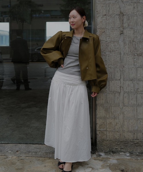 Ameri（アメリ）の「LADY GATHER RIDERS JACKET（ライダースジャケット・レディース・アイボリー/ブラック/カーキ・SMALL/MEDIUM）」の7枚目の写真