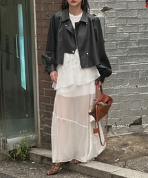Ameri（アメリ）の「LADY GATHER RIDERS JACKET（ライダースジャケット