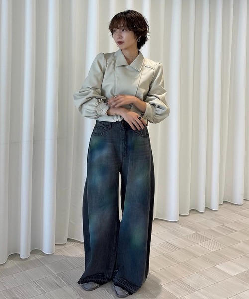 Ameri（アメリ）の「LADY GATHER RIDERS JACKET（ライダースジャケット・レディース・アイボリー/ブラック/カーキ・SMALL/MEDIUM）」の18枚目の写真